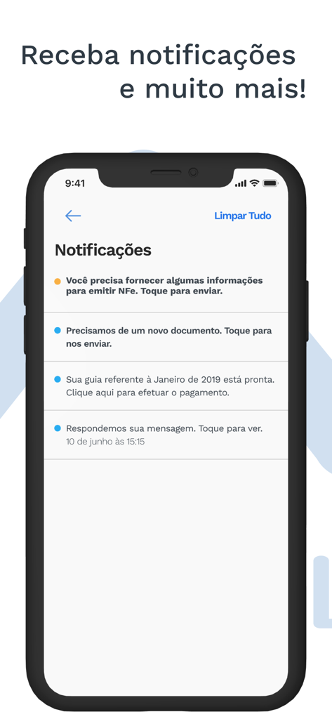 Captura de pantalla de la pantalla de notificaciones en la aplicación Obvia mostrando alertas de documentos fiscales y mensajes.