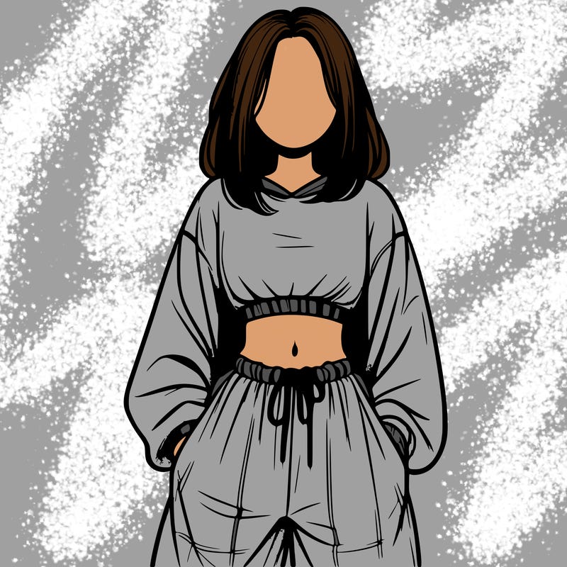 realistic girl faceless with baggy pants and a crop top