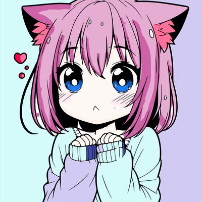 shy anime catgirl