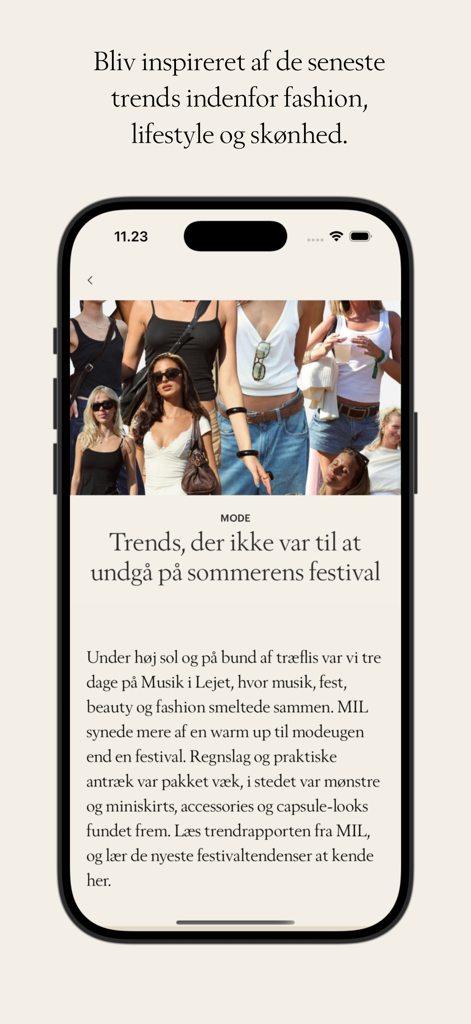 Magasin Goodie app displaying a fashion and lifestyle inspiration article