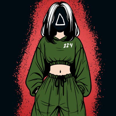 realistic girl faceless with baggy pants and a crop top