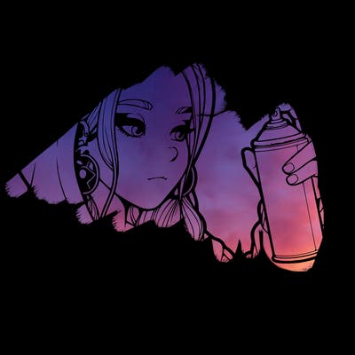 a realistic girl, spray painting