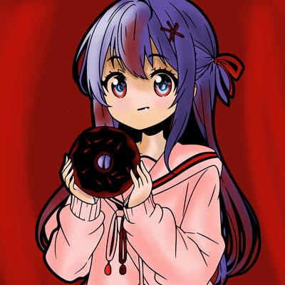 anime girl holding donut