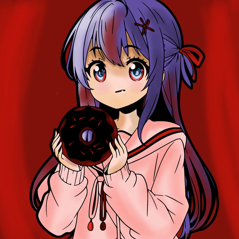 anime girl holding donut