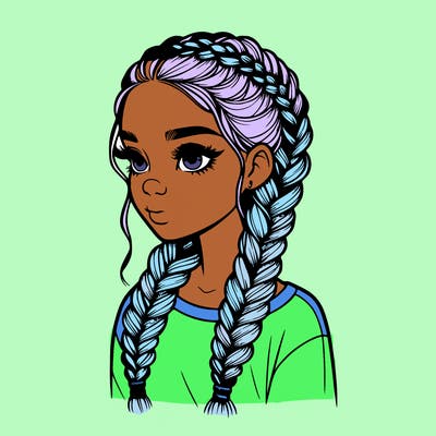 realistic girl with braids