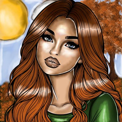 realistic girl with hair on her hair and lips
