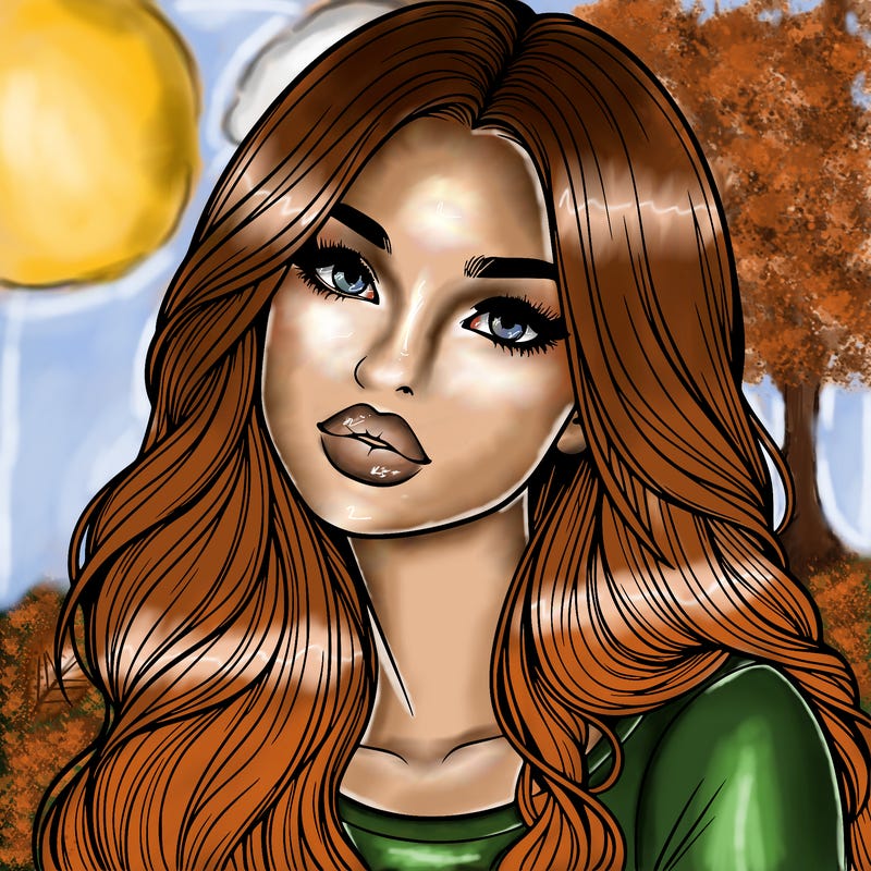 realistic girl with hair on her hair and lips