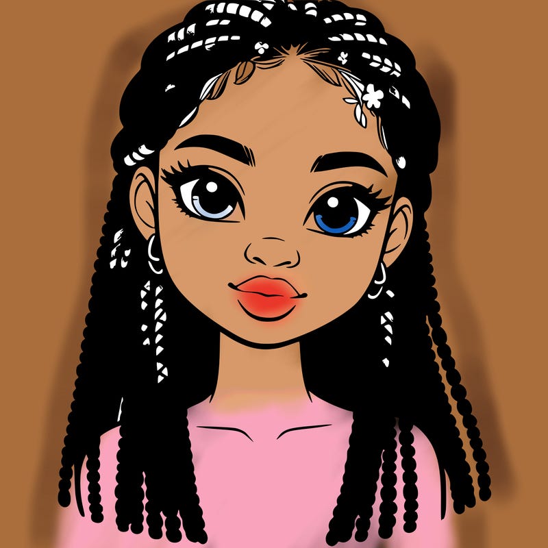 a realistic black girl with braids
