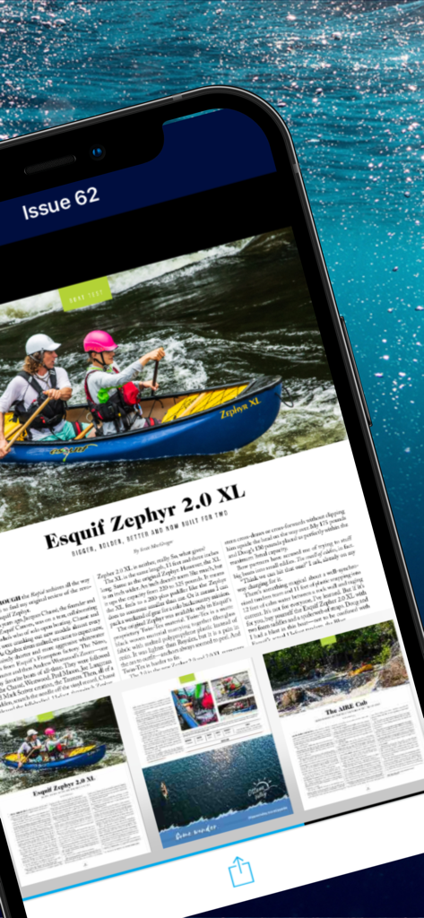 A detailed boat review article for the Esquif Zephyr canoe in the Paddling Magazine mobile app