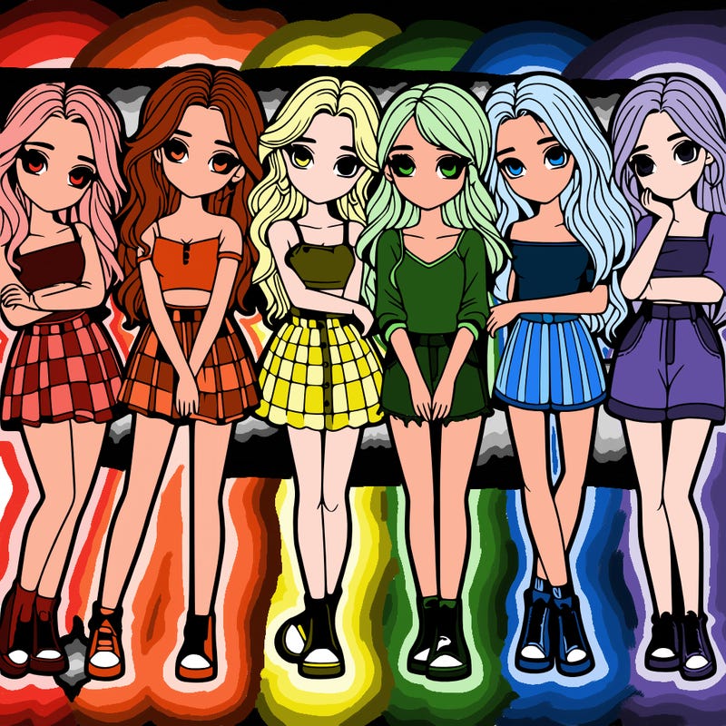 a group of girls realistic