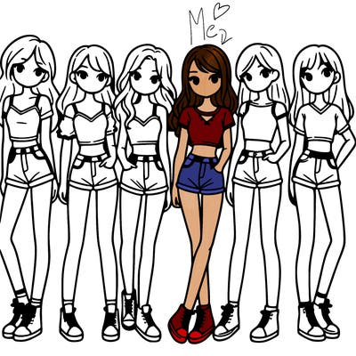 a group of girls wearing crop tops and shorts