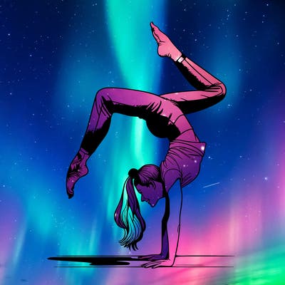 a woman doing a handstand realistic