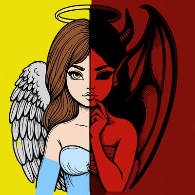 realistic angel half demon