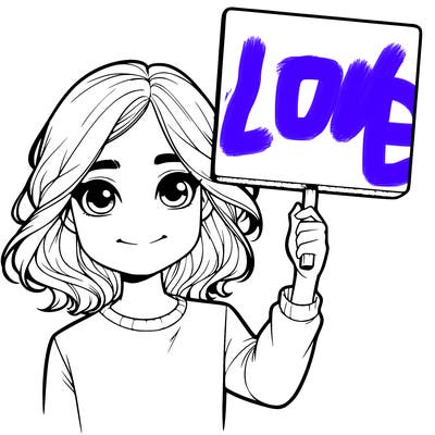 realistic girl holding up a sign