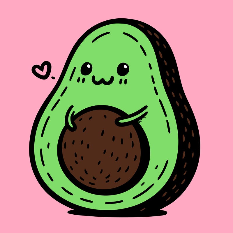 an avocado hugging an avocado