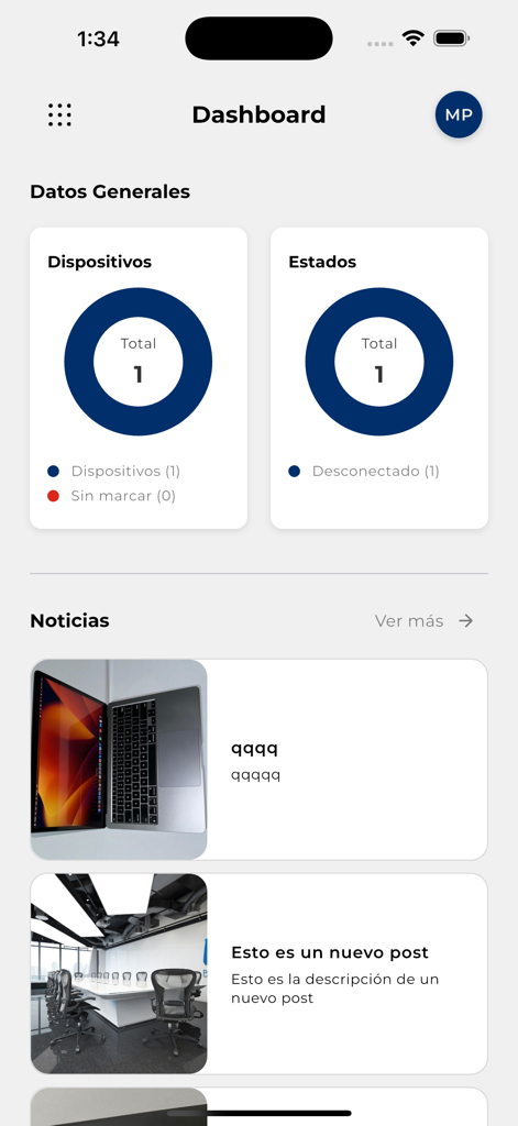 SZK-Tracking - SZK-Tracking app dashboard showing device counts and connection status charts
