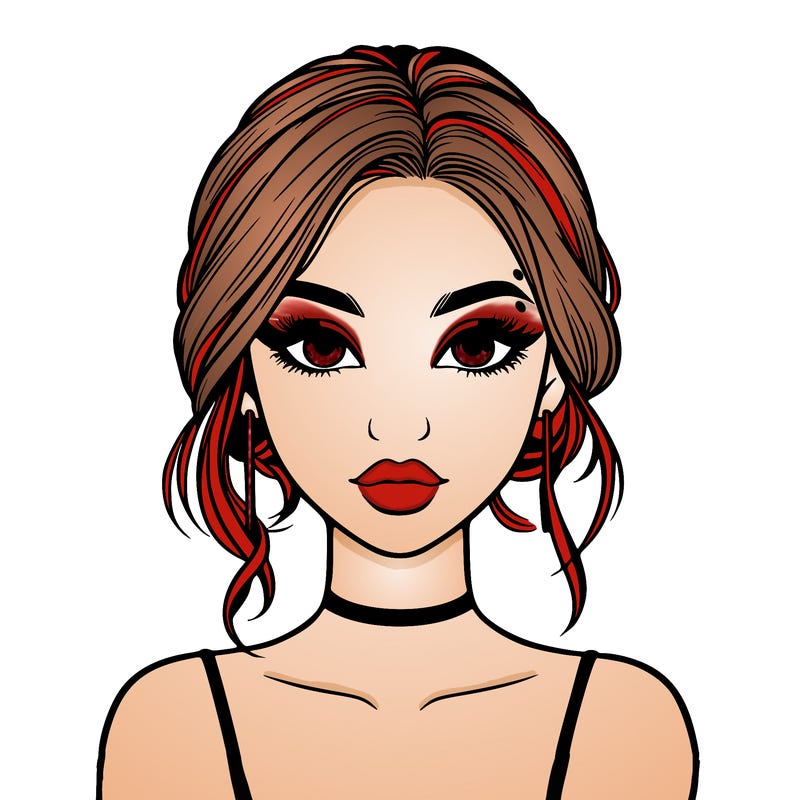 realistic girl with makeup on