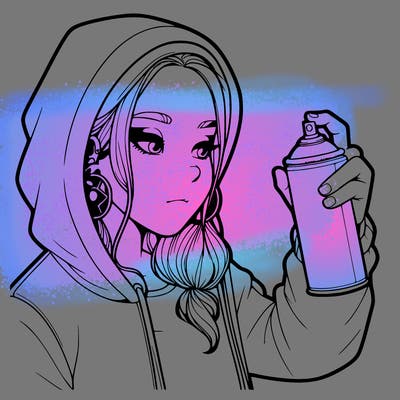 a realistic girl, spray painting