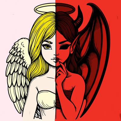 realistic angel half demon