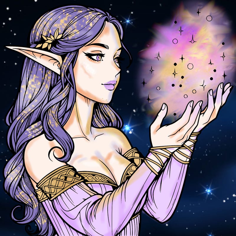 realistic elf girl doing magic