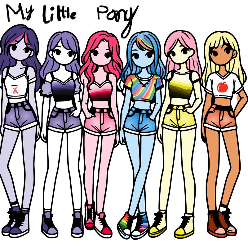 a group of girls wearing crop tops and shorts