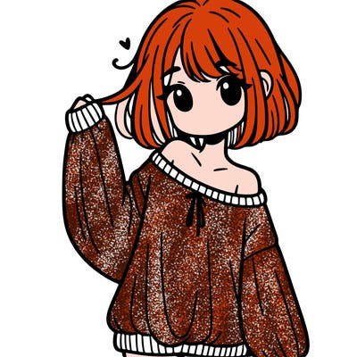 girl in baggy sweater hanging off her shoulder