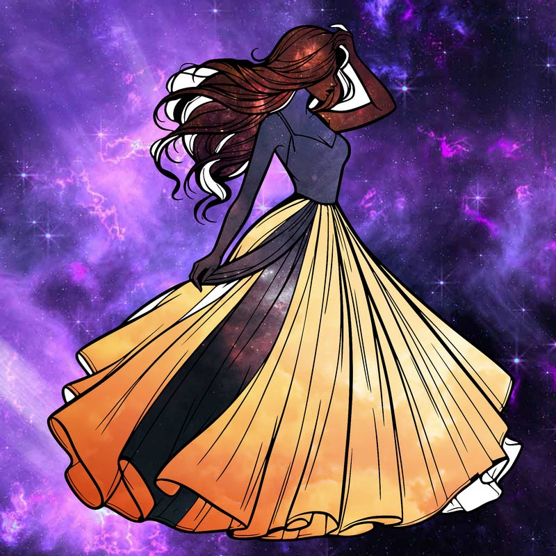realistic woman with dress flowing in the wind