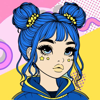 realistic girl with space buns