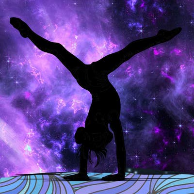 realistic gymnastic hand stand girl in four splits