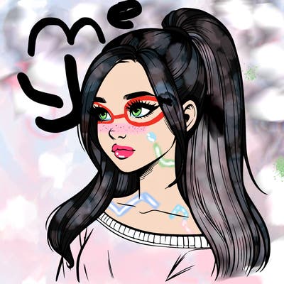 realistic girl with a high ponytail