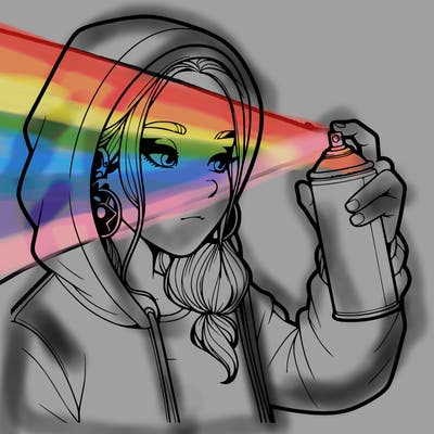 a realistic girl, spray painting