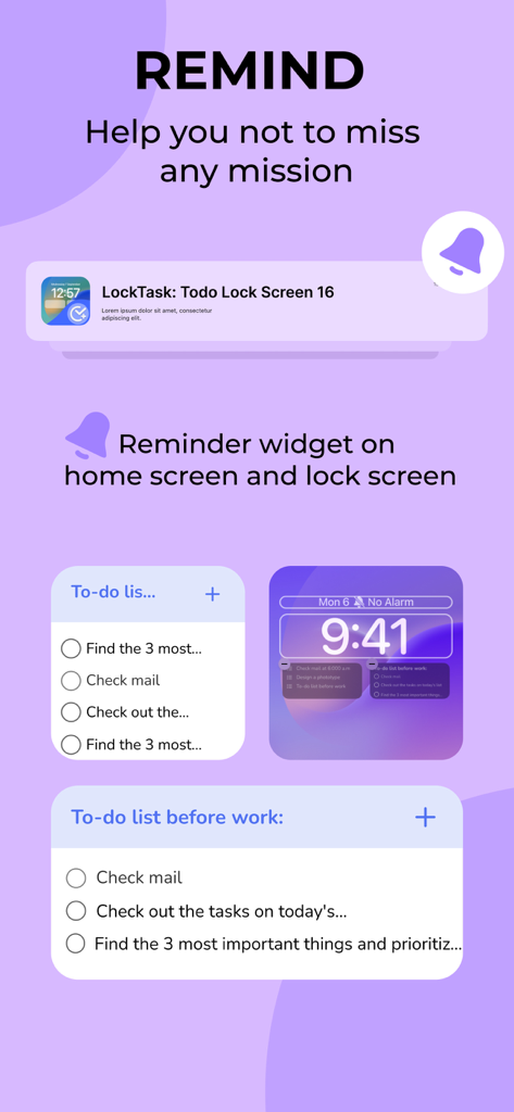 Todo Widgets - Lock Screen 16 - iOSのToDoリストとロック画面ウィジェットを表示するTodo Widgetsアプリのインターフェース