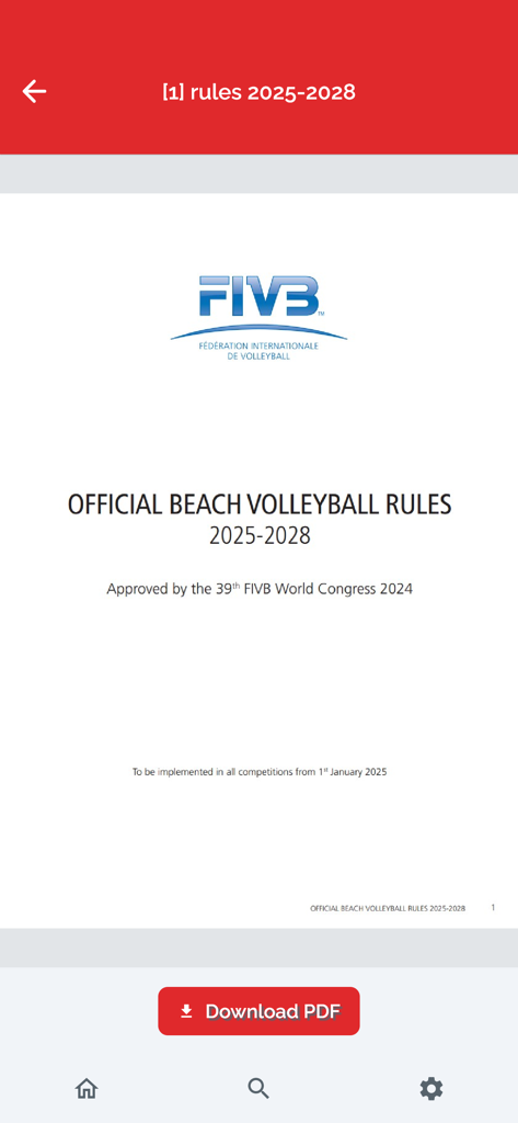 Read Volley - Official FIVB beach volleyball rules 2025 to 2028 document in the Read Volley app