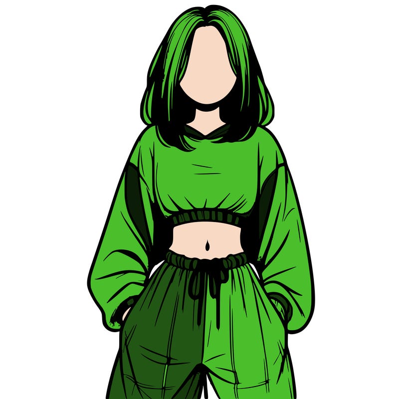 realistic girl faceless with baggy pants and a crop top