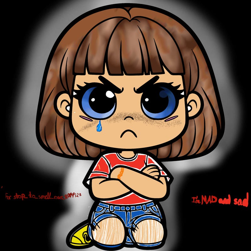 girl crossing her arms and glaring