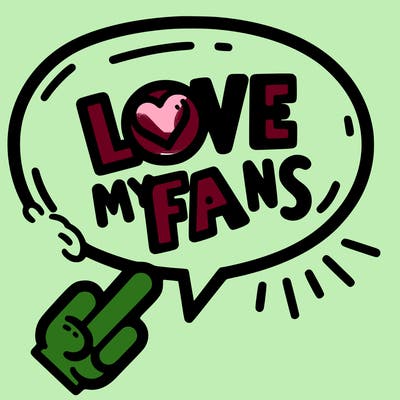 text bubble saying love my fans