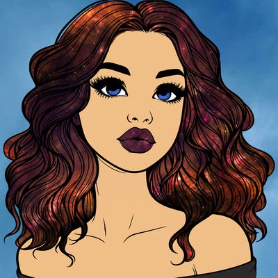 realistic girl with wavy hair and lips