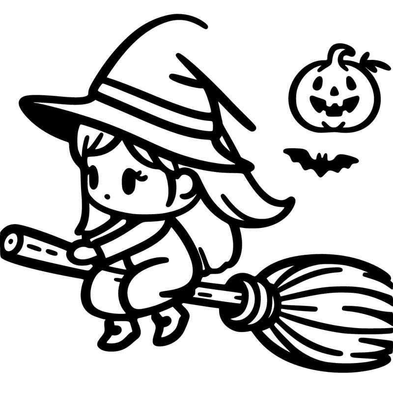 halloween witch on a broom