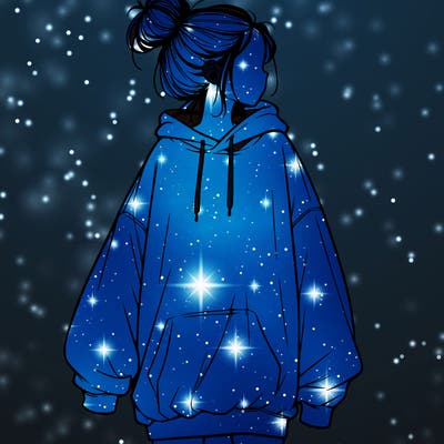 realistic girl with a oversized sweatshirt on and a bun