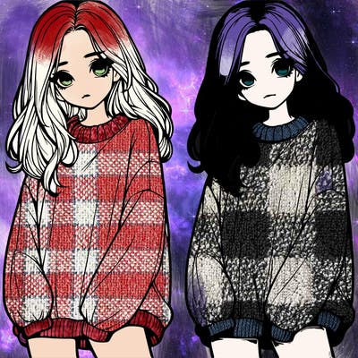 realistic girl with baggy sweater