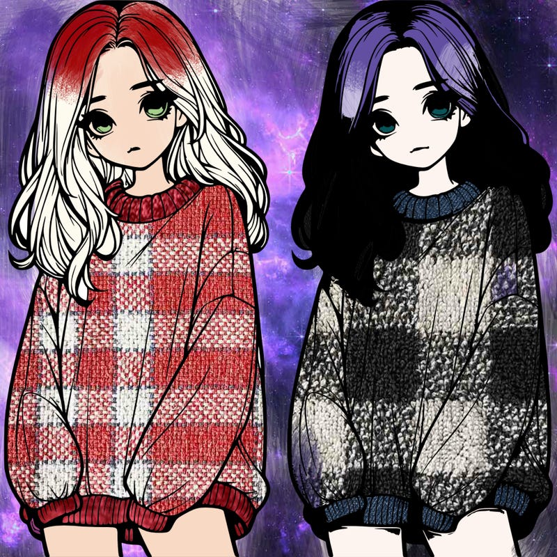 realistic girl with baggy sweater