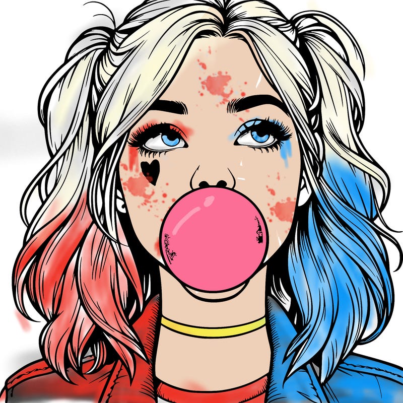 realististic girl blowing bubble -gum