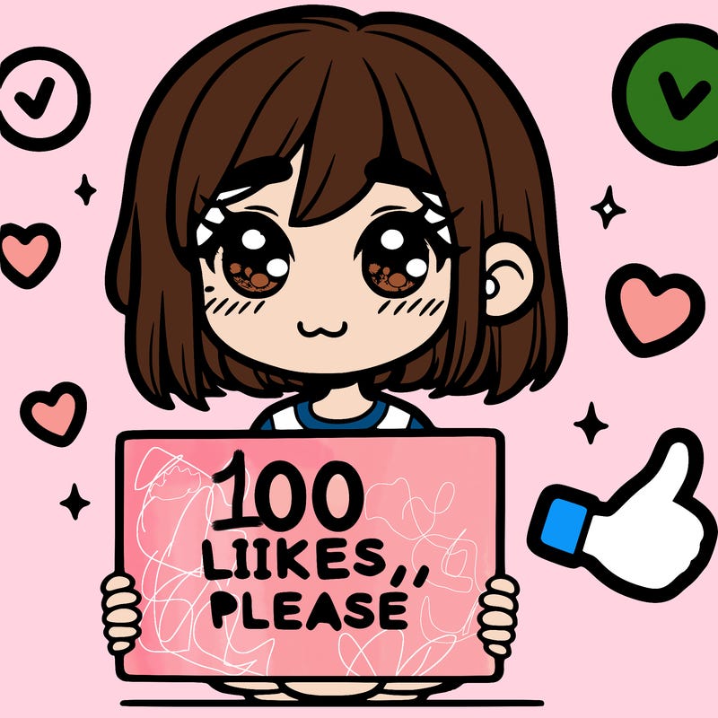 a girl with a sign saying 100 likes, please
