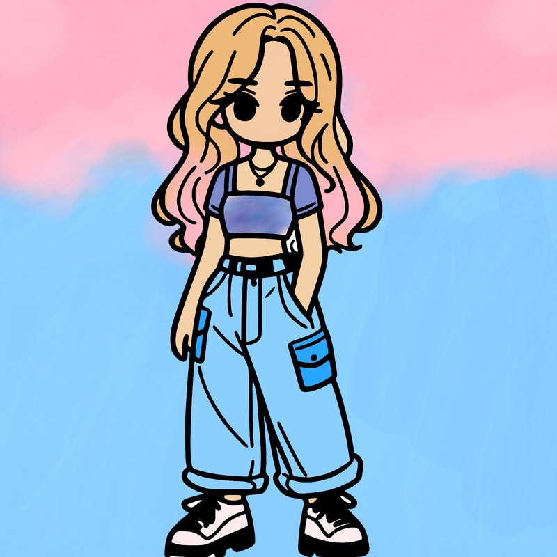 girl in crop top and baggy pants