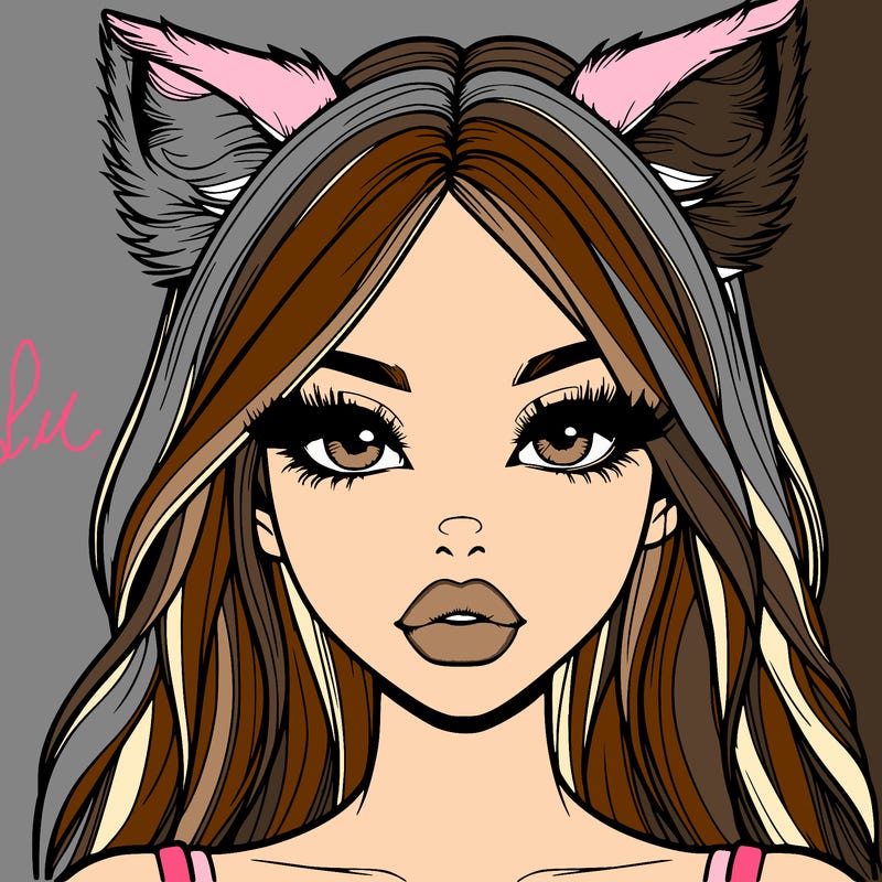 realistic girl with fox ears and realistic lips