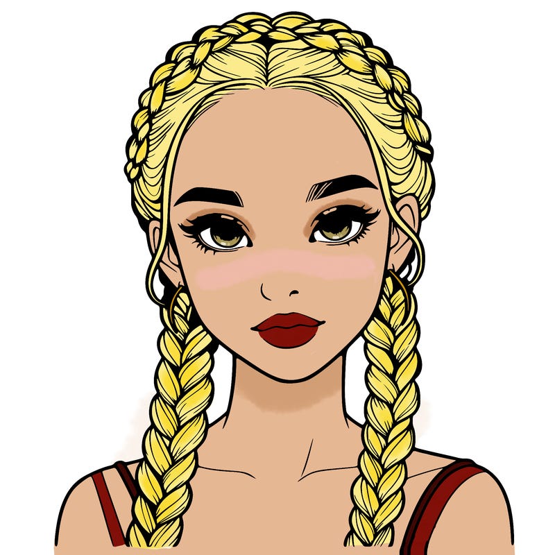 realistic girl with braids