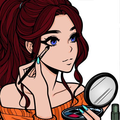 a realistic girl doing her makeup