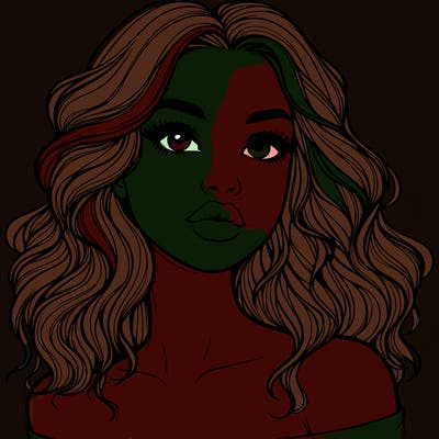 realistic girl with wavy hair and lips