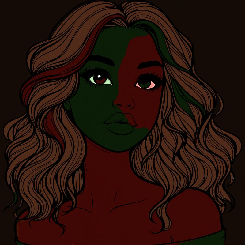 realistic girl with wavy hair and lips