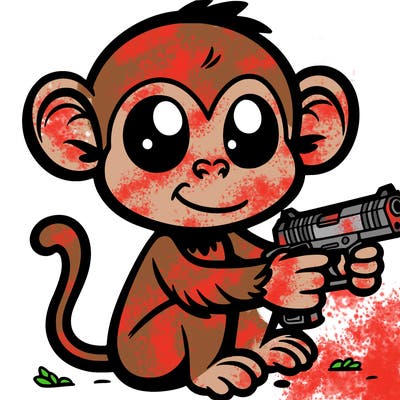 a monkey with a gun